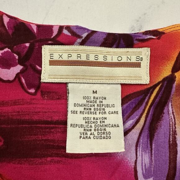 Expressions Womens Vintage 90s Romper Shorts Size M Purple Orange Floral Bright - Picture 5 of 9